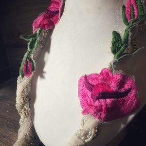 Fabric Floral Statement Necklace